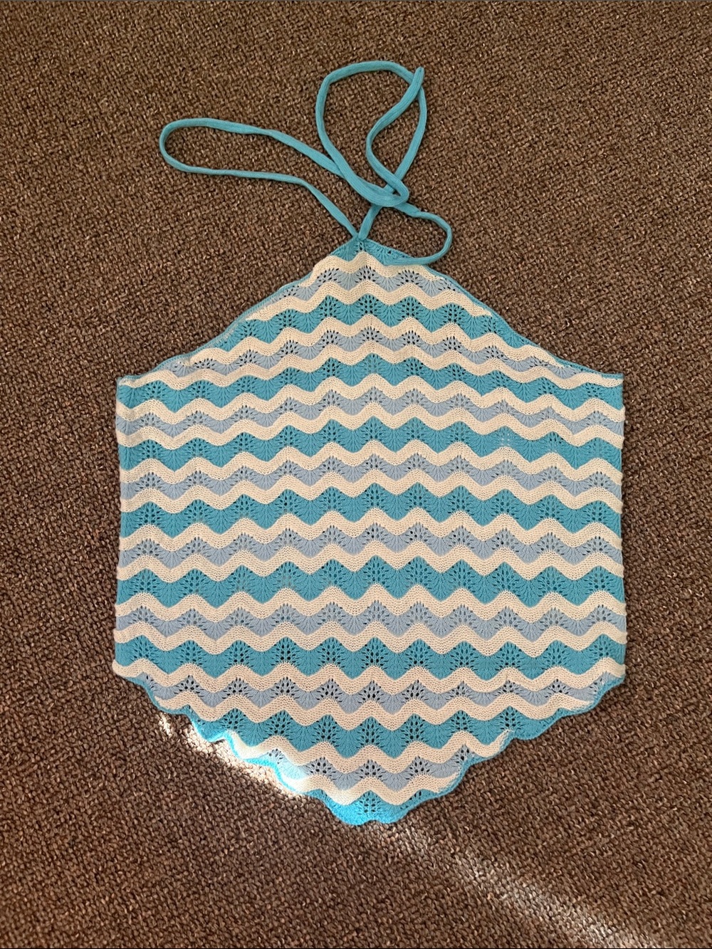 Noisy May Blue and White Chevron Halter Top